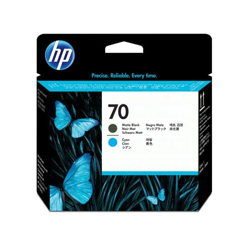 Cabezal de impresión HP Designjet nº 70 negro mate y cián