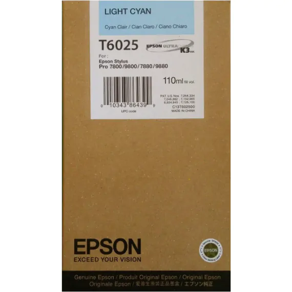 Cartucho Epson T602500 cian claro