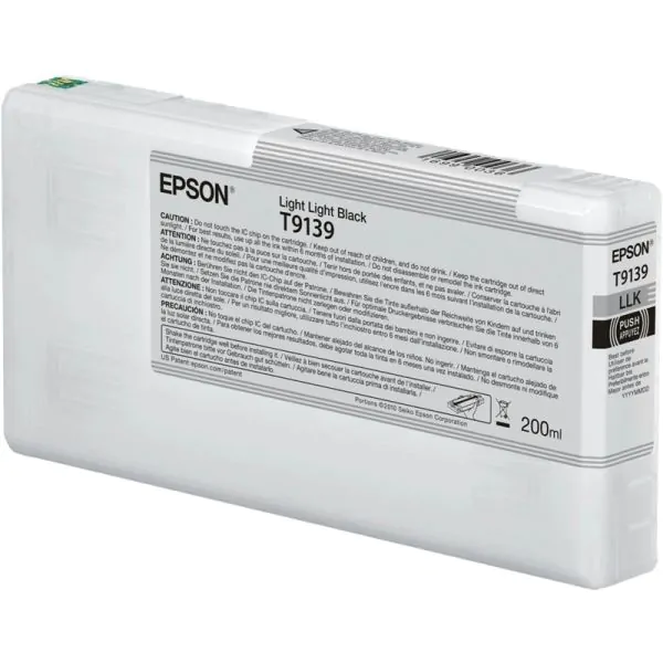 Cartucho de tinta Epson gris claro T9139 de 200ml.