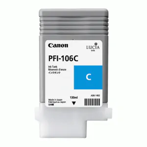 Cartucho de tinta cián Canon PFI-106C de 130ml.