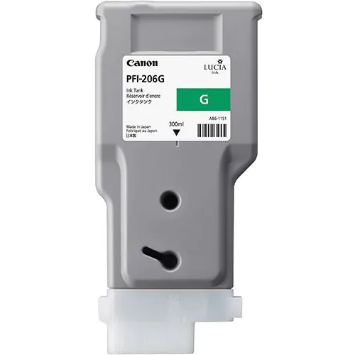 Cartucho de tinta verde Canon PFI-206G de 300ml.