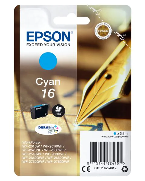 Epson DURABrite Ultra Ink Cartucho Cian 16 (Blister+ Alarma acustico/Radiofrecuencia)