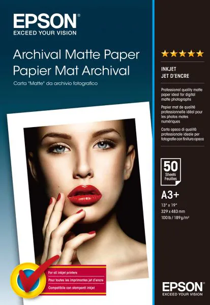 Epson GF Papel Archival Matte, A3+, 50 h, 189g.