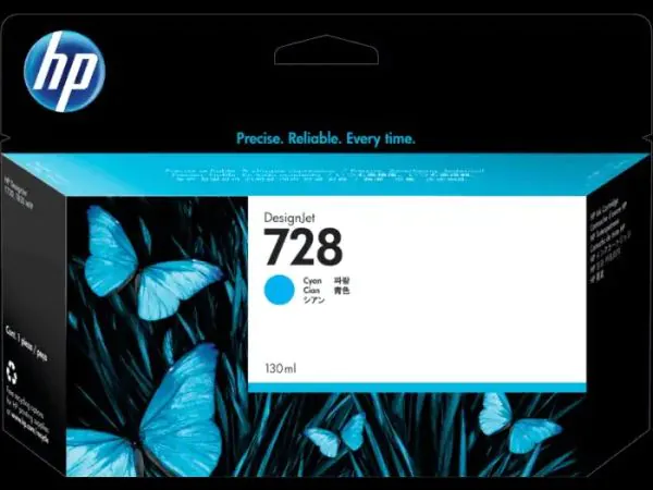 HP Cartucho de tinta DesignJet 728 cian de 130 ml