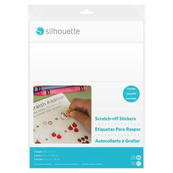 5 Hojas de etiquetas imprimibles Silhouette para raspar 