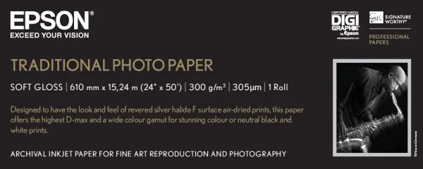 Epson Traditional Photo Paper, 24" x 15 m