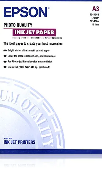Epson Papel Especial HQ, A3, 100 Hojas, 105g.