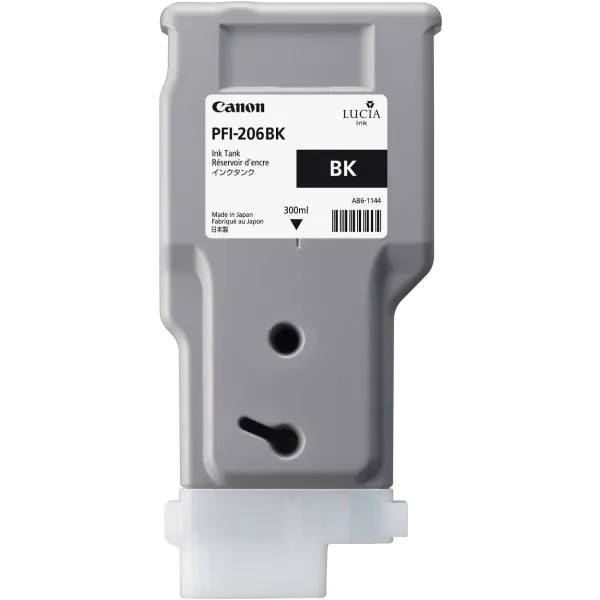 Cartucho de tinta negra Canon PFI-206BK de 300ml.