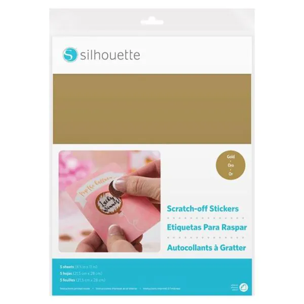 5 Hojas de pegatina dorada Silhouette para raspar
