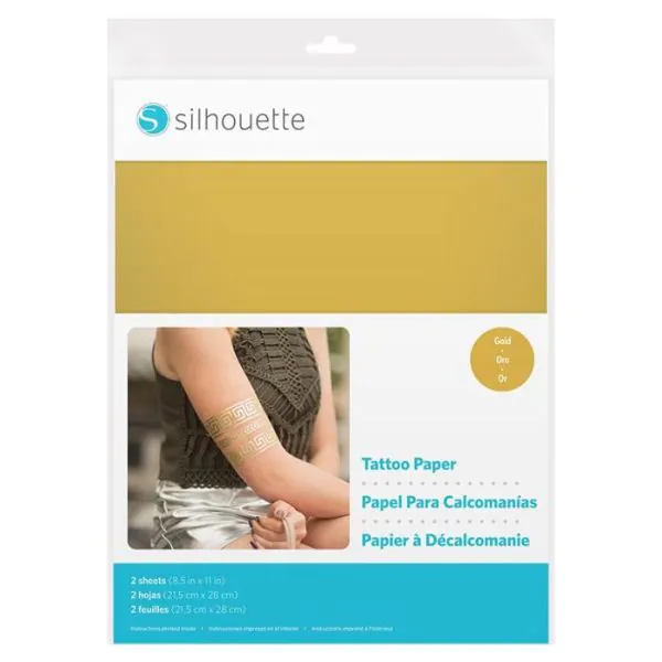 2 Hojas de papel dorado para tatuajes temporales Silhouette 