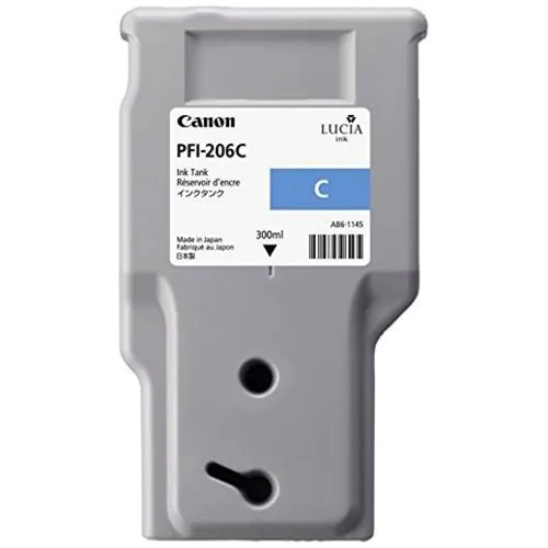 Cartucho de tinta cián Canon PFI-206C de 300ml.