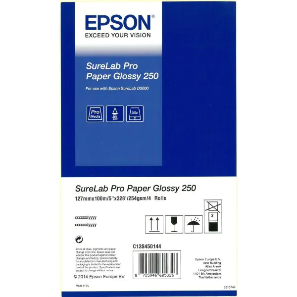 Epson SureLab SL-D3000 Papel Inkjet 250 12,7x100 Brillo Caja con 4 Rollos