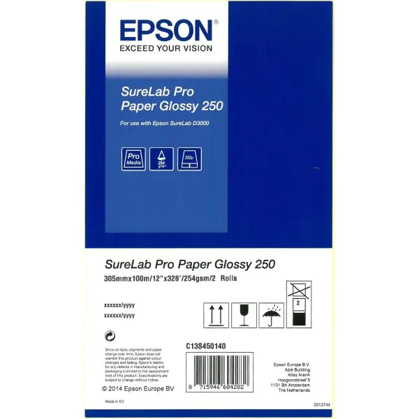 Epson SureLab SL-D3000 Papel Inkjet 250 30,5x100 Brillo Caja con 2 Rollos